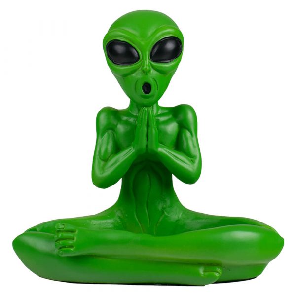 CENICERO COLOR VERDE EN FORMA DE ALIEN MEDITANDO - Image 2